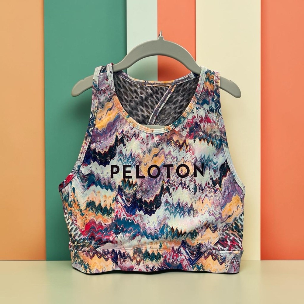 Peloton Women's Sports Bra Medium Multicolor Marble Print Racerback Athletic